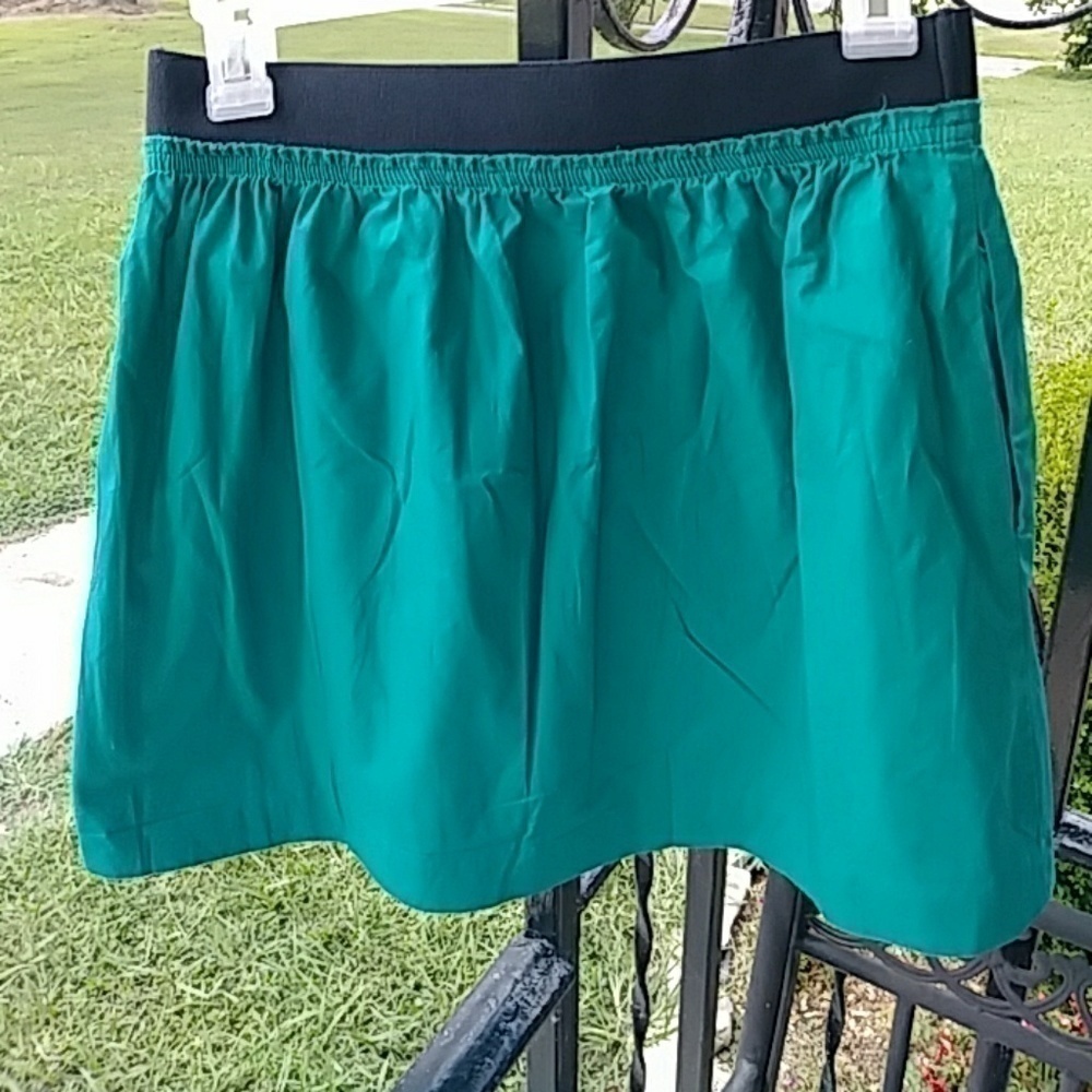 J. Crew Teal Blue/Green Elastic Waist Mini Skirt - Picture 2 of 5